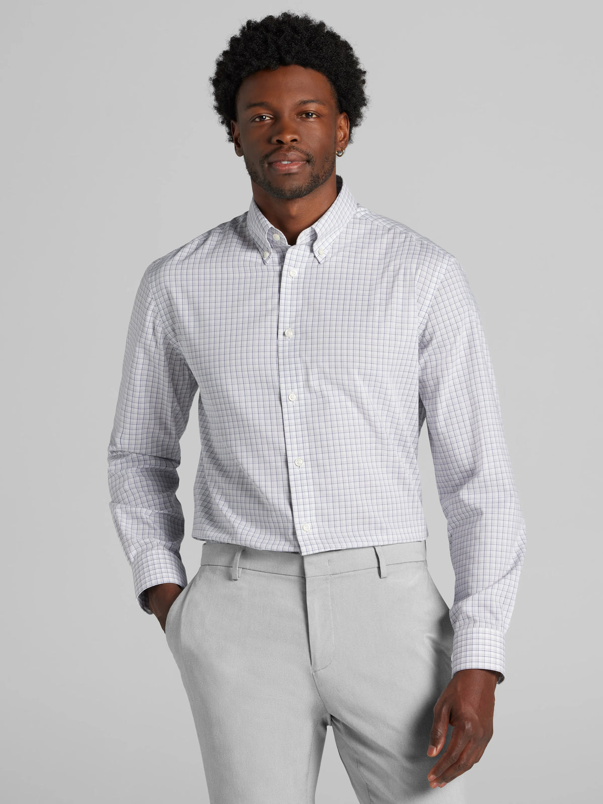 Classic Fit 100% Cotton Plaid Dress Shirt