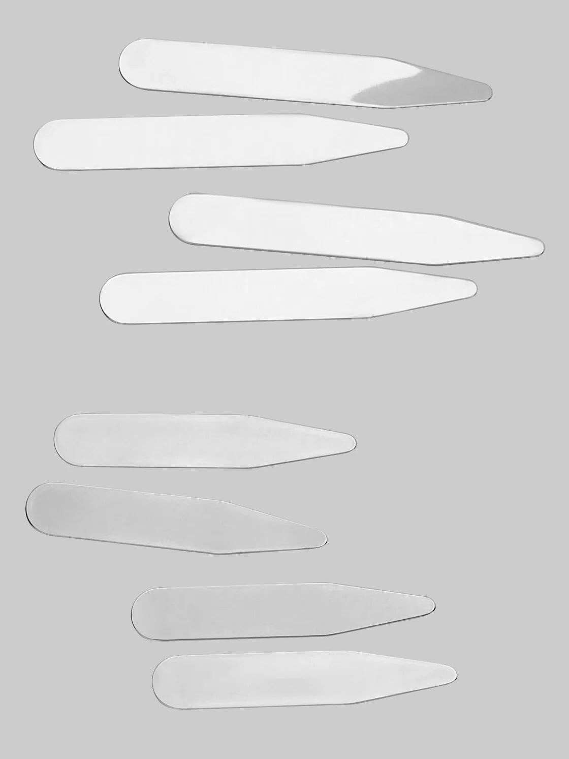 Silver-Finish Collar Stays, Set of 8