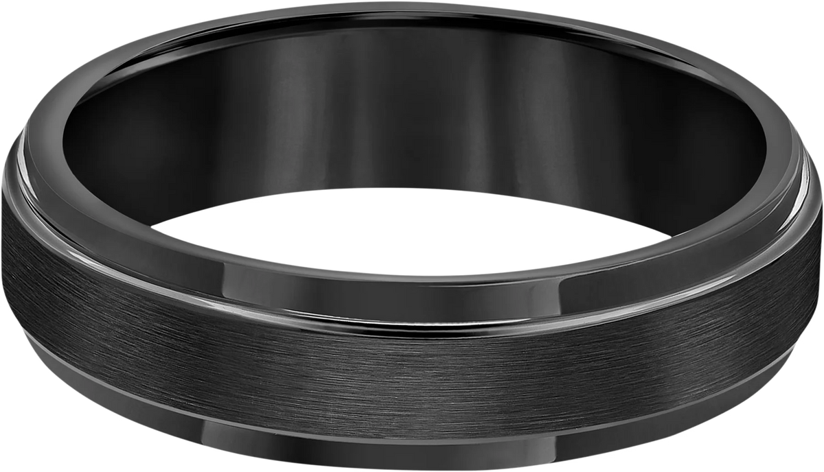 6mm Step Edge Satin Finish Tungsten Carbide Band