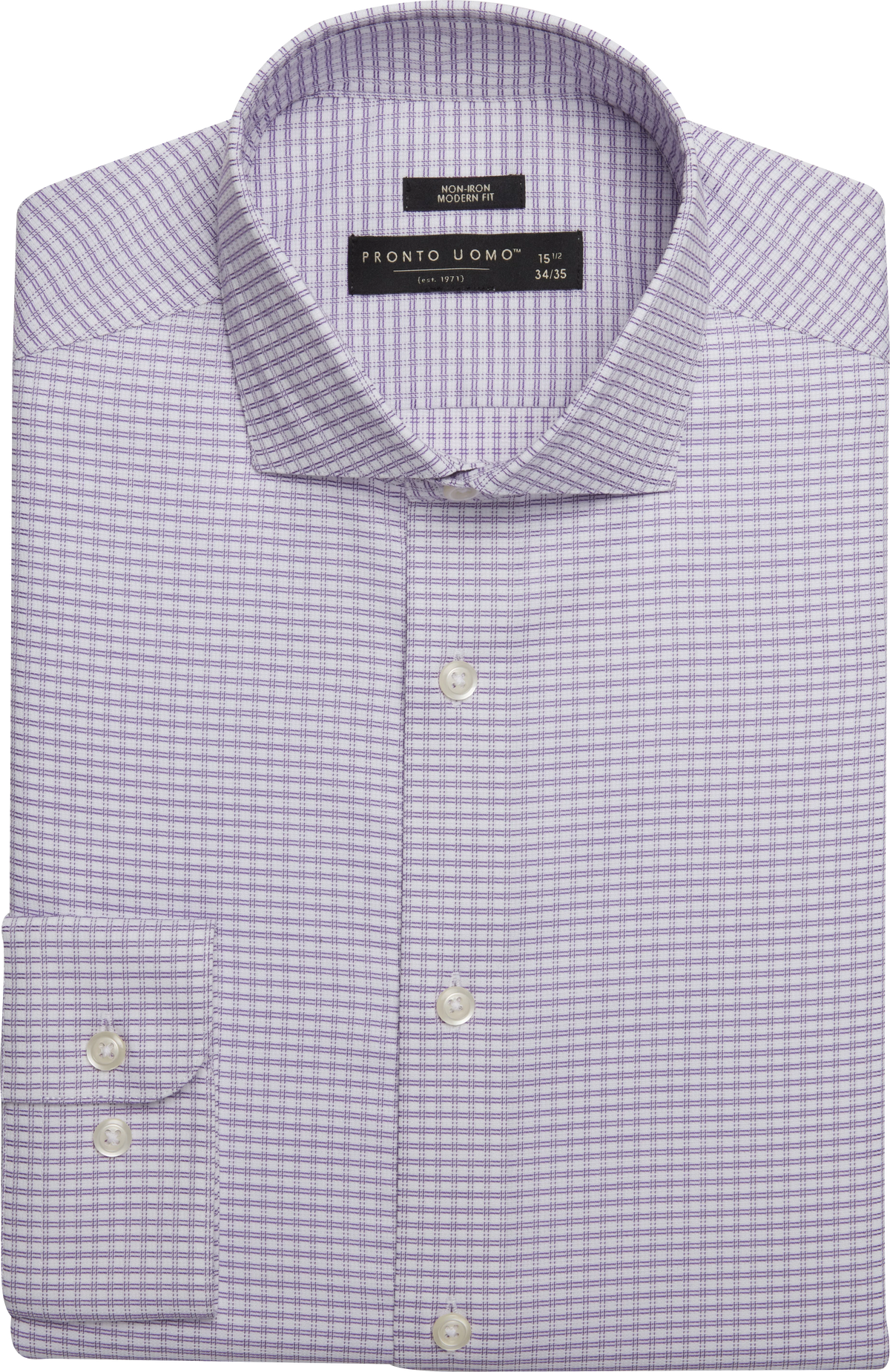Modern Fit Grid Spread Collar Dress Shirt