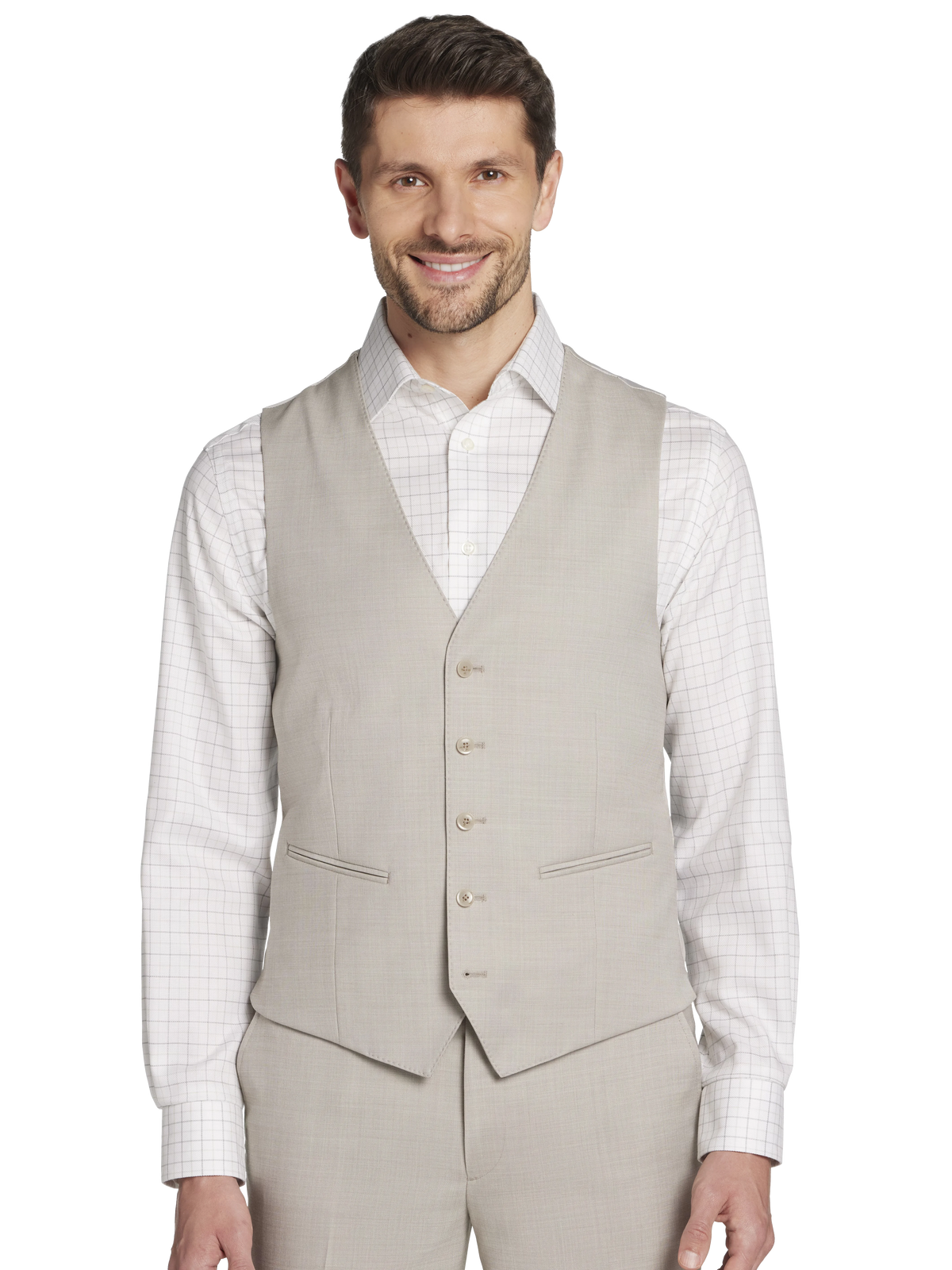 Slim Fit Wool Blend Sharkskin Suit Vest