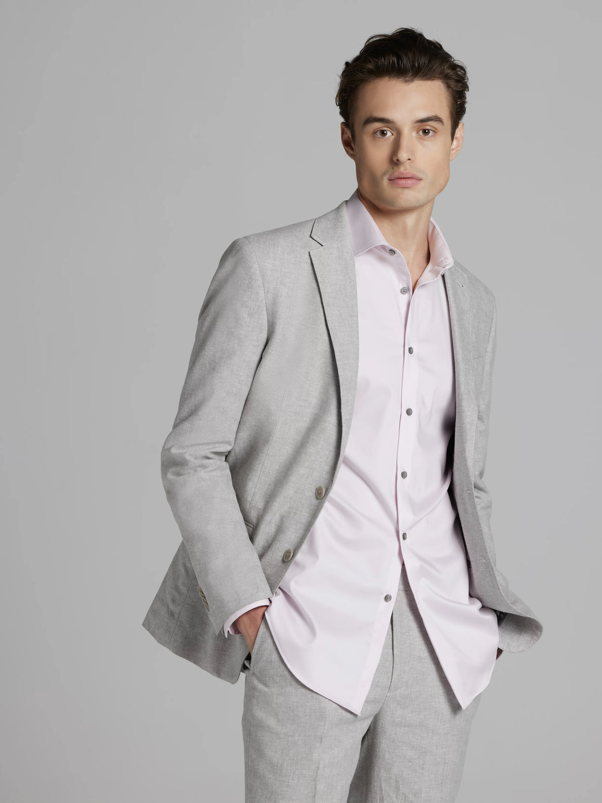 Slim Fit Linen Blend Suit Jacket