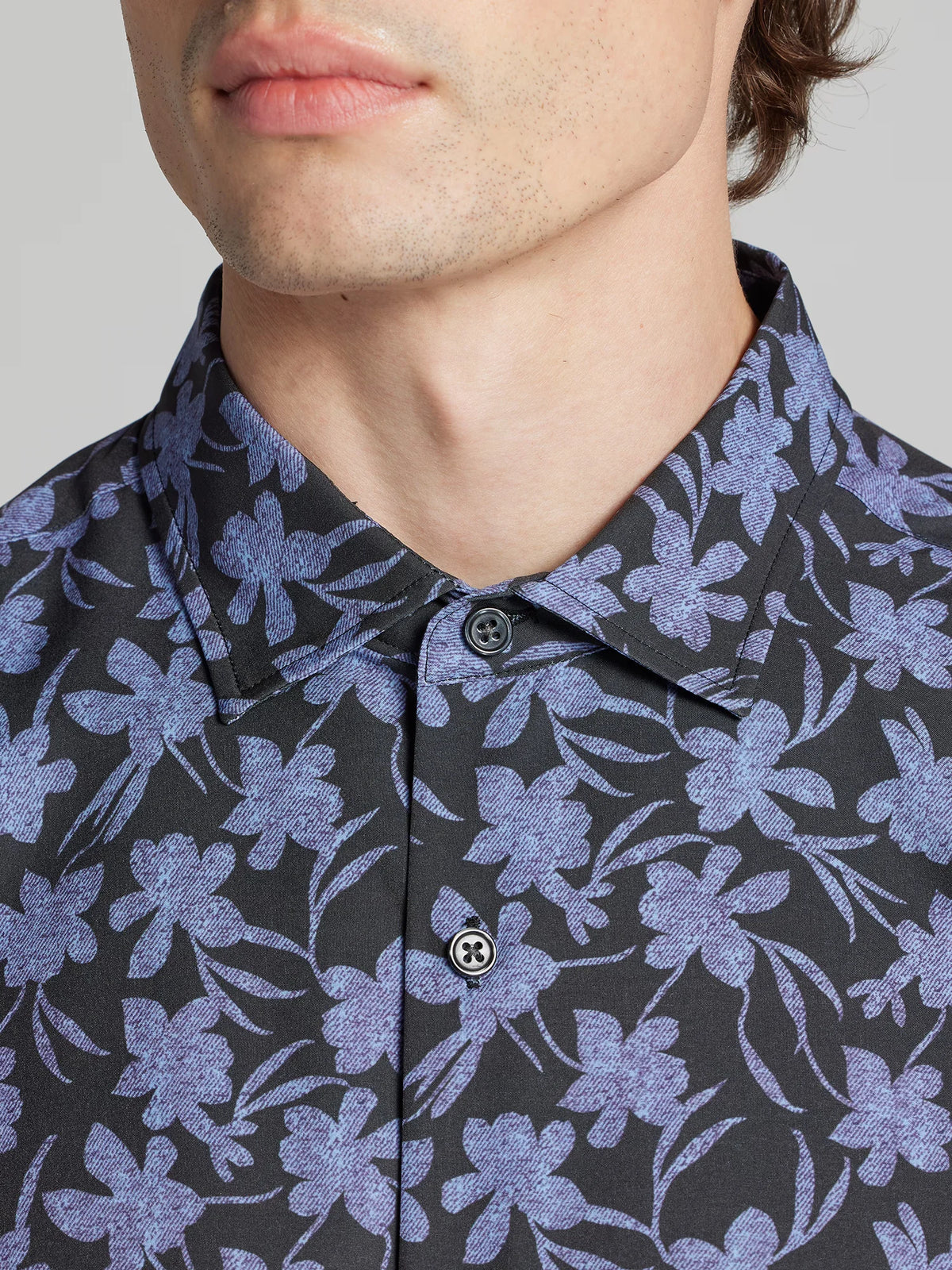 Slim Fit Modern Floral Woven 4‑Way Stretch Button Up Shirt