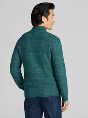 Textural Stripe Quarter Zip Sweater