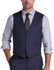 Slim Fit Premium Wool Blend Windowpane Suit Vest