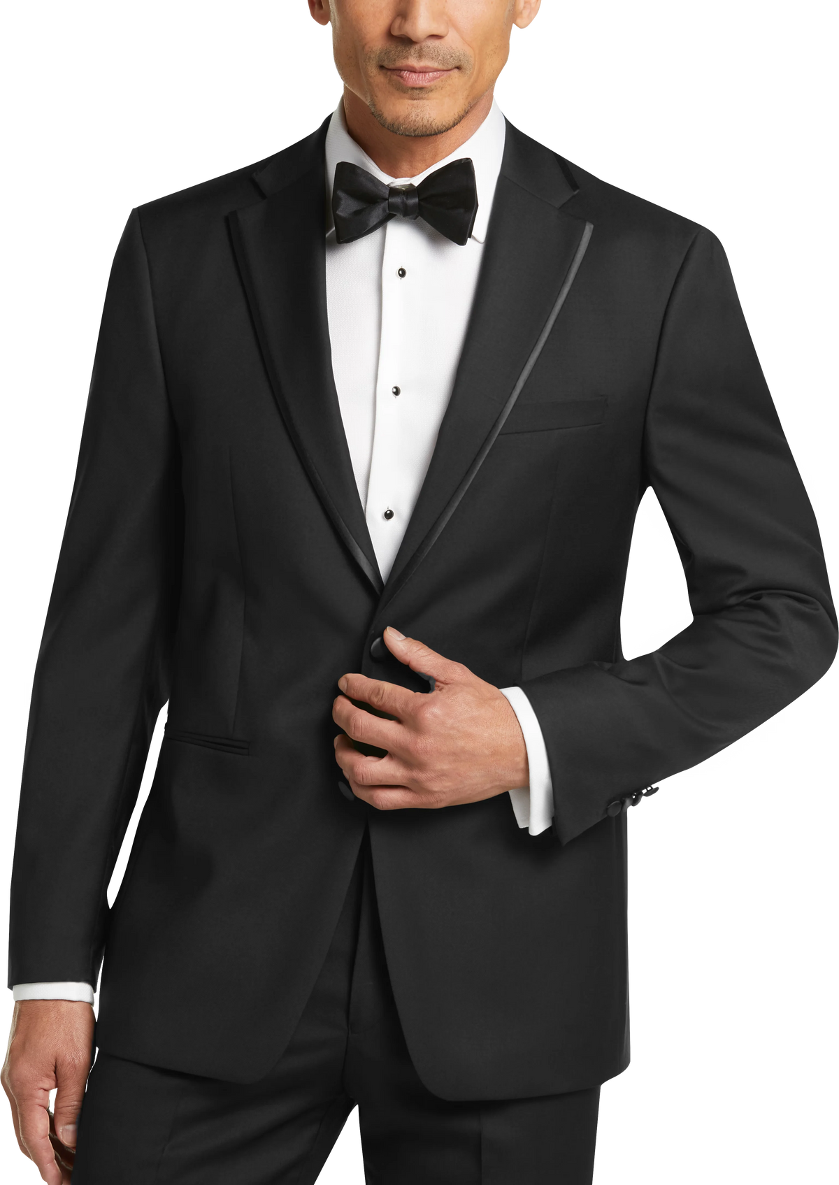 Slim Fit Satin Edged Notch Lapel 100% Wool Tuxedo Jacket