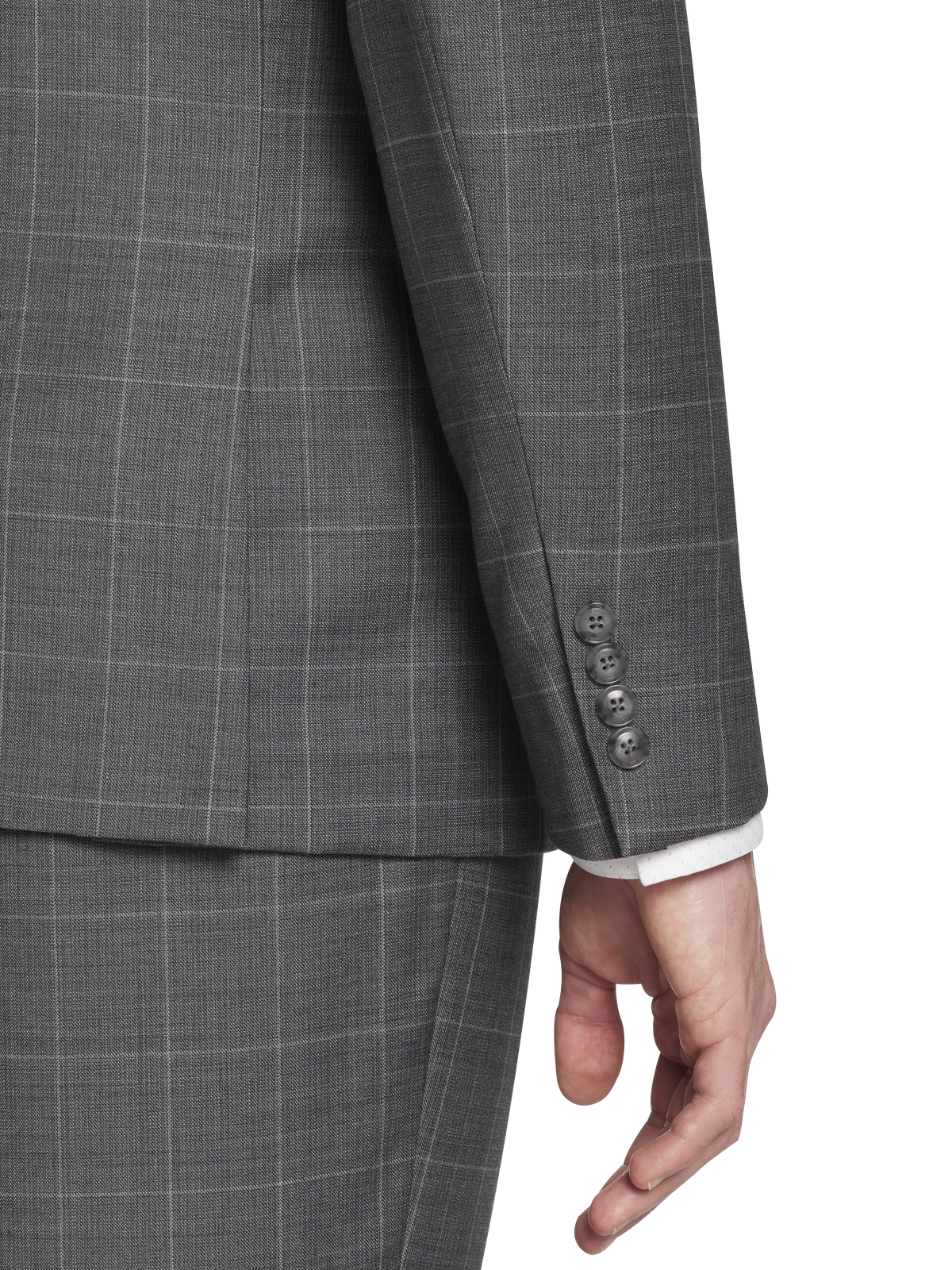 Slim Fit Wool Blend Windowpane 3-Piece Suit