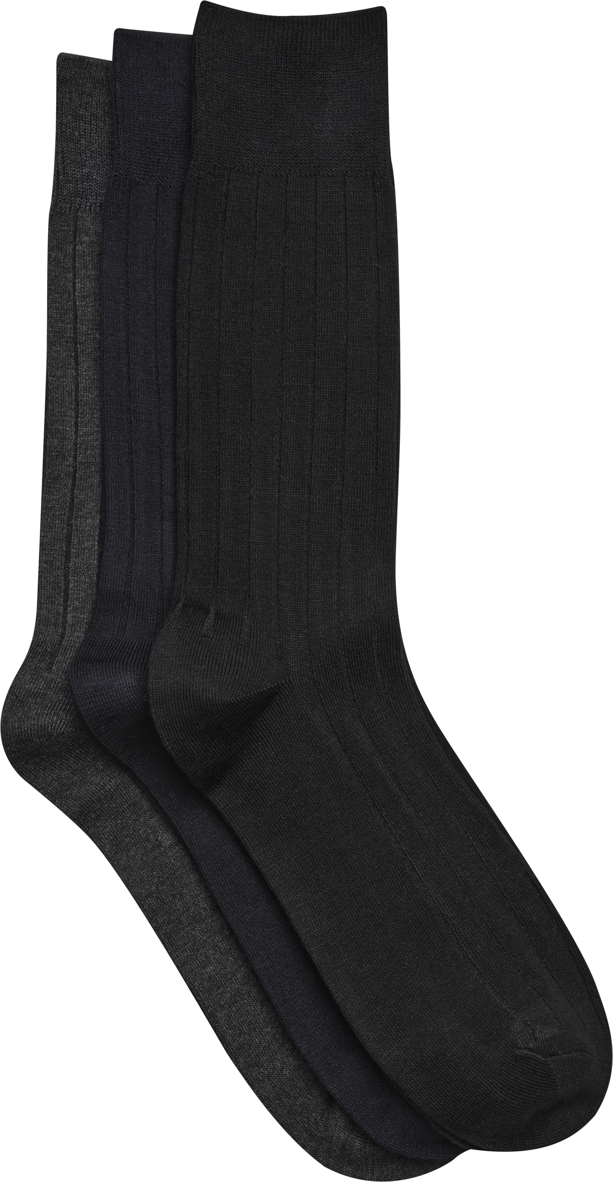 Solid Ribbed Socks, 3-pack