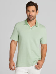 Modern Fit Jacquard Knit Johnny Collar Polo