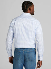Modern Fit 100% Cotton Plaid Spread Collar Dress Shirt