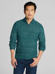 Textural Stripe Quarter Zip Sweater