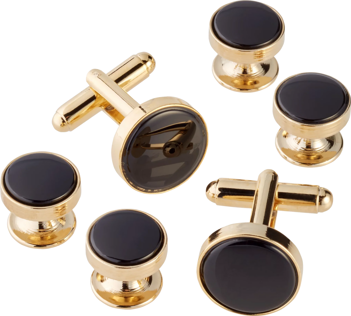 Round Pearl Sterling Silver Cufflinks & Studs Set