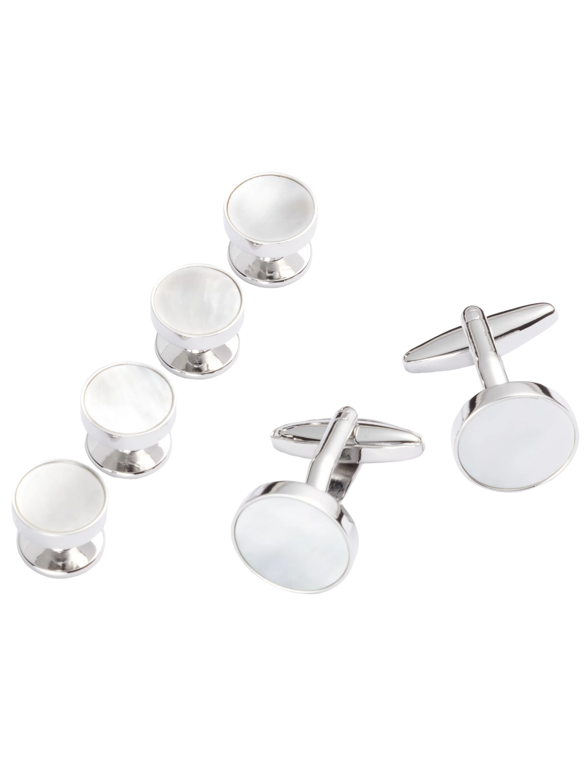 Mother-of-Pearl Circle Cufflinks & Studs Set