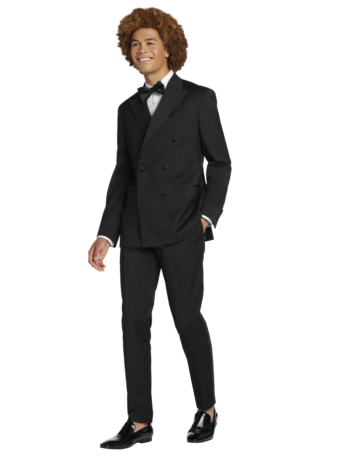 Slim Fit Double Breasted 100% Wool Peak Lapel Tuxedo Jacket