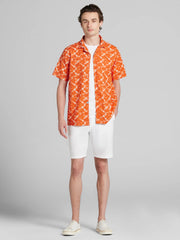 Modern Fit Linen Blend Short Sleeve Camp Shirt