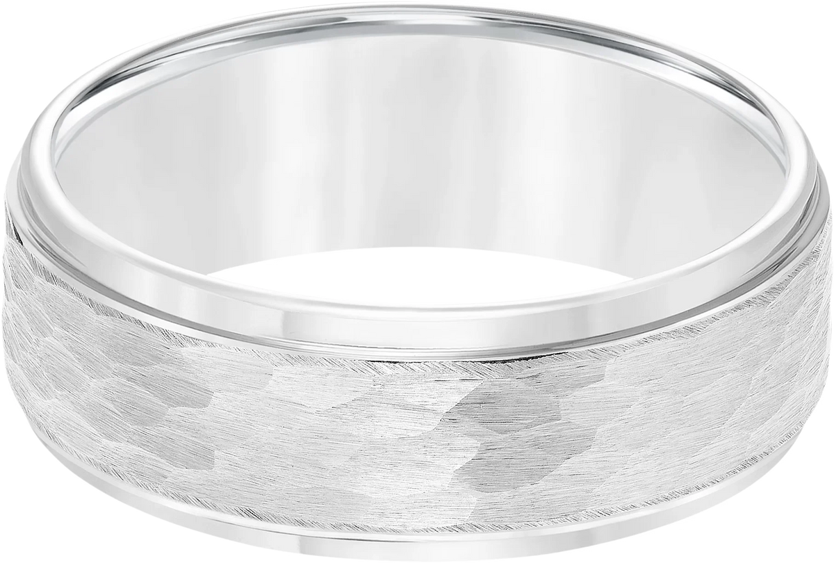 8mm Hammered Center Tungsten Carbide Band