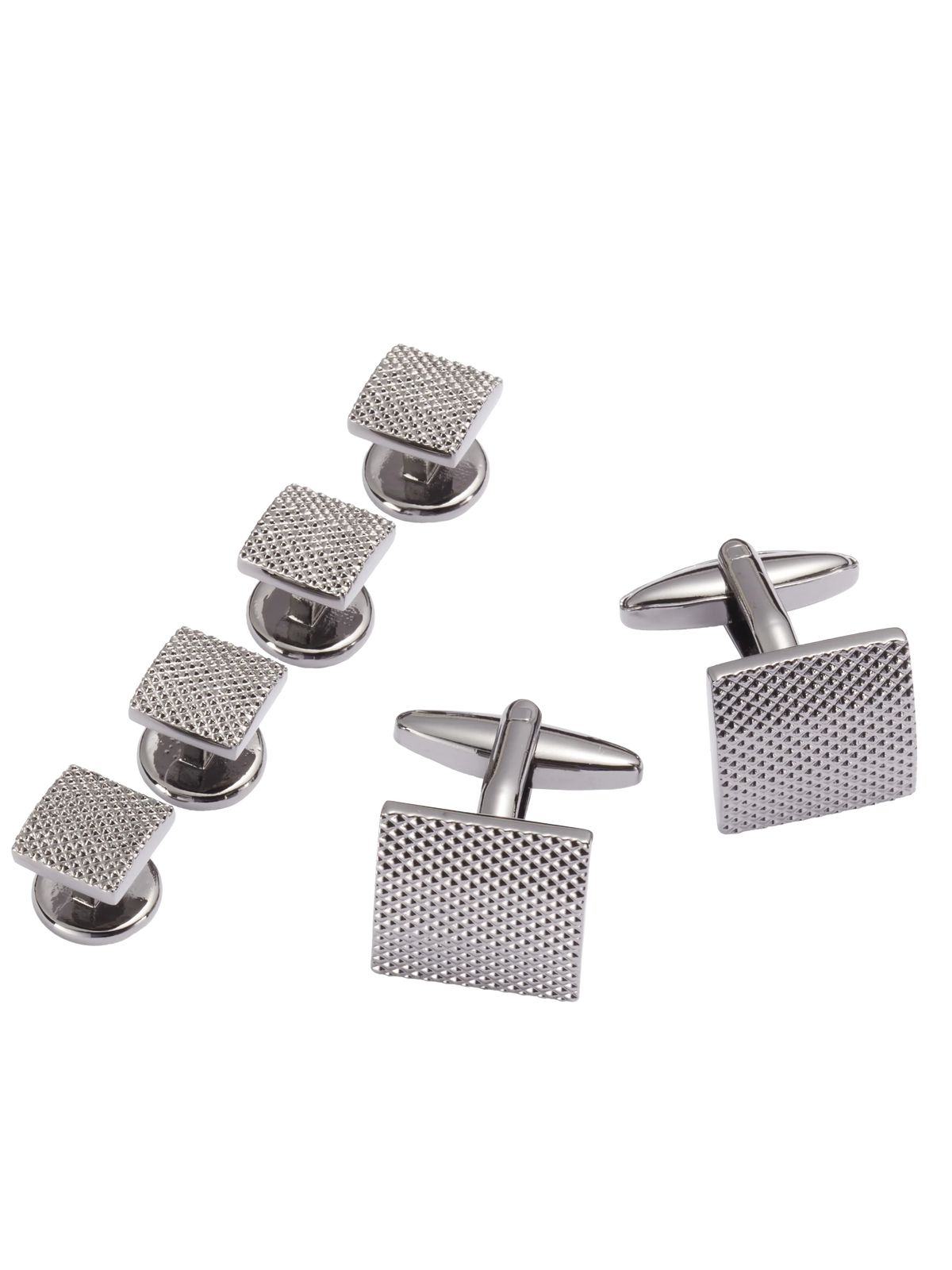 Square Textured Cufflinks & Studs Set