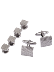 Square Textured Cufflinks & Studs Set
