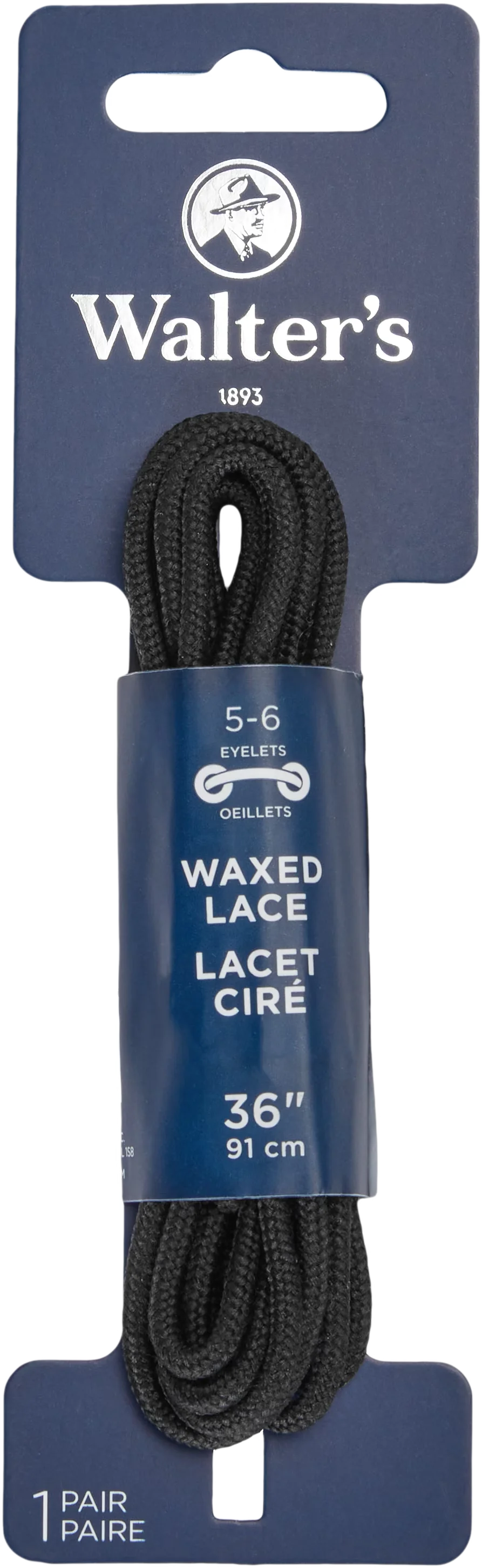 36-inch Waxed Shoelaces, Black