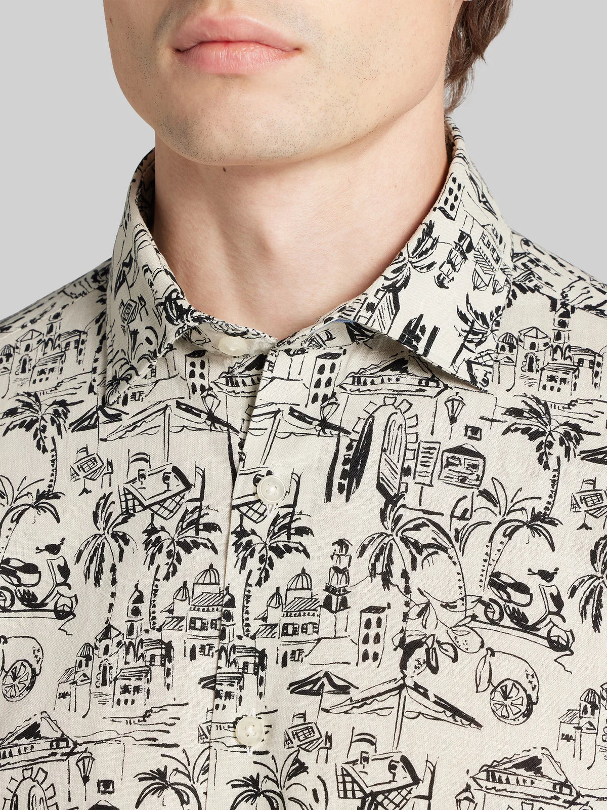 Modern Fit Cotton Blend Short Sleeve Button Up Shirt