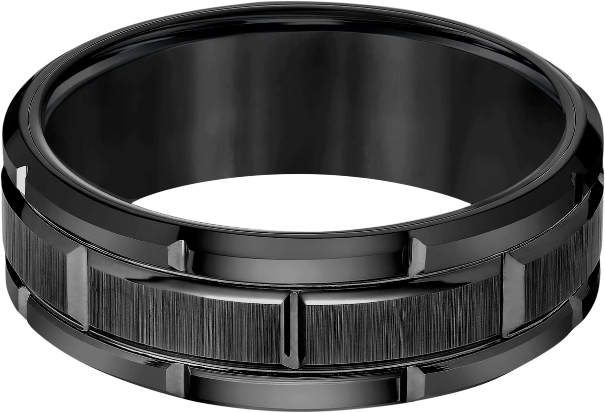 8mm Flat Edge Brick Pattern Tungsten Carbide Band