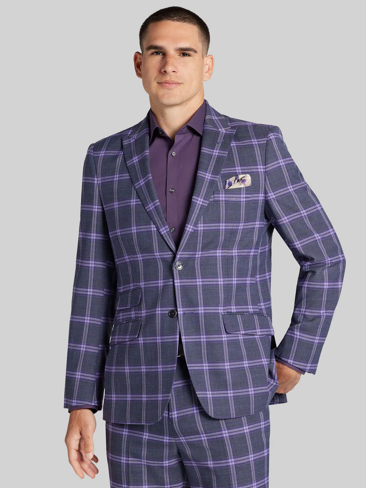 Modern Fit Plaid Suit