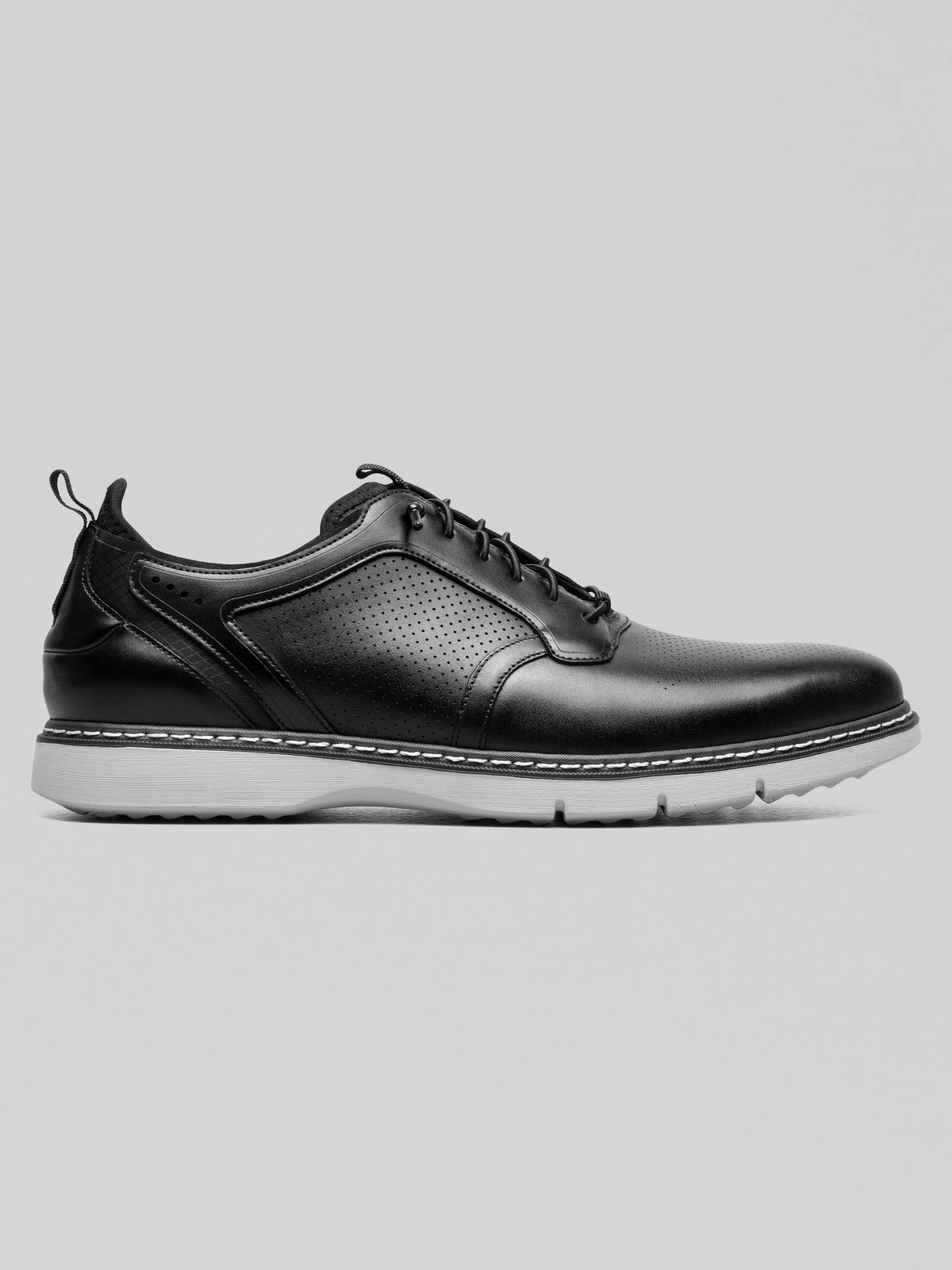 Sync Leather Plain Toe Elastic Lace-Up Shoes
