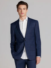 Slim Fit Premium Wool Blend Windowpane Suit Jacket
