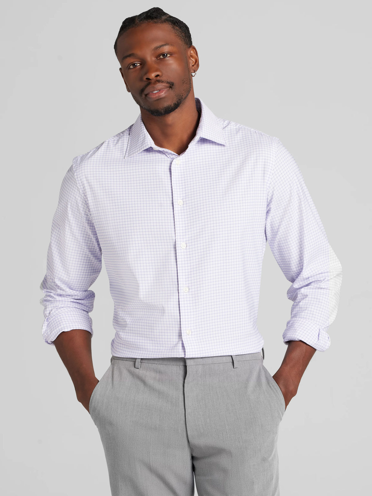 Modern Fit Performance Plaid Dress Shirt