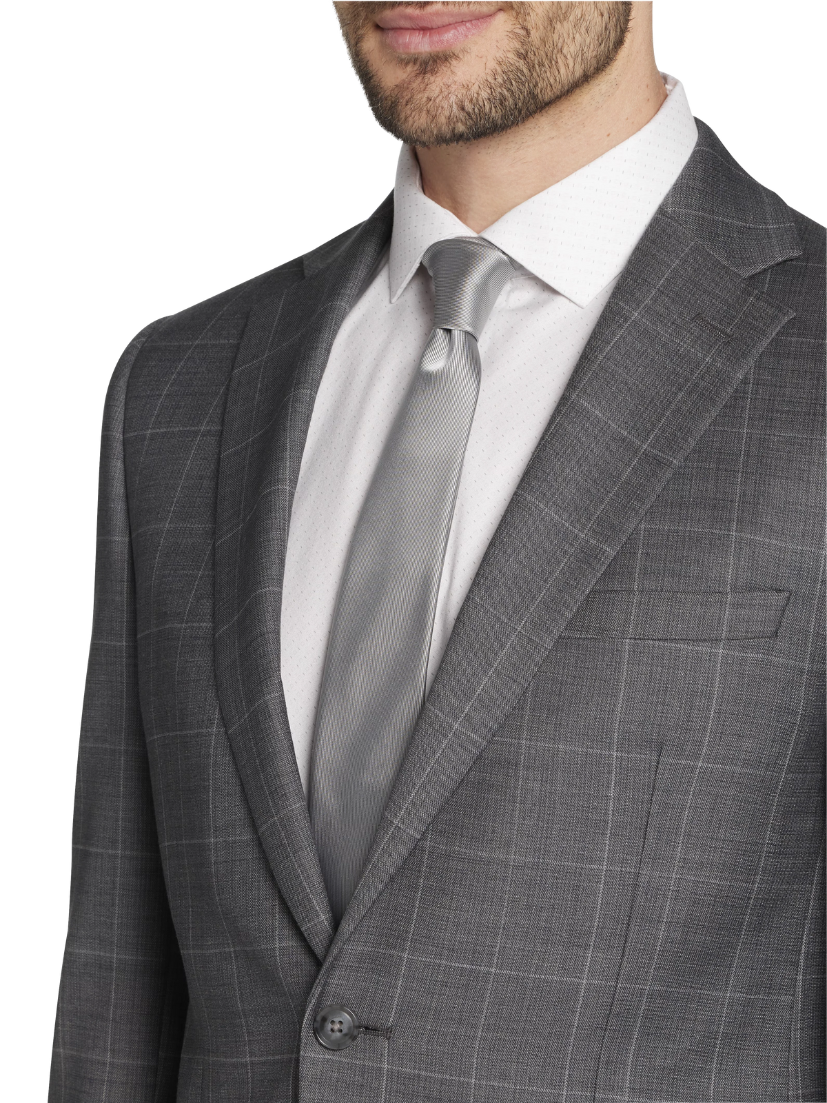 Slim Fit Wool Blend Windowpane Suit