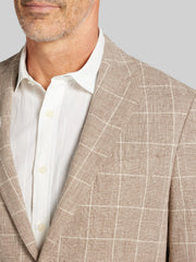 Modern Fit Windowpane Plaid Linen-Blend Sport Coat
