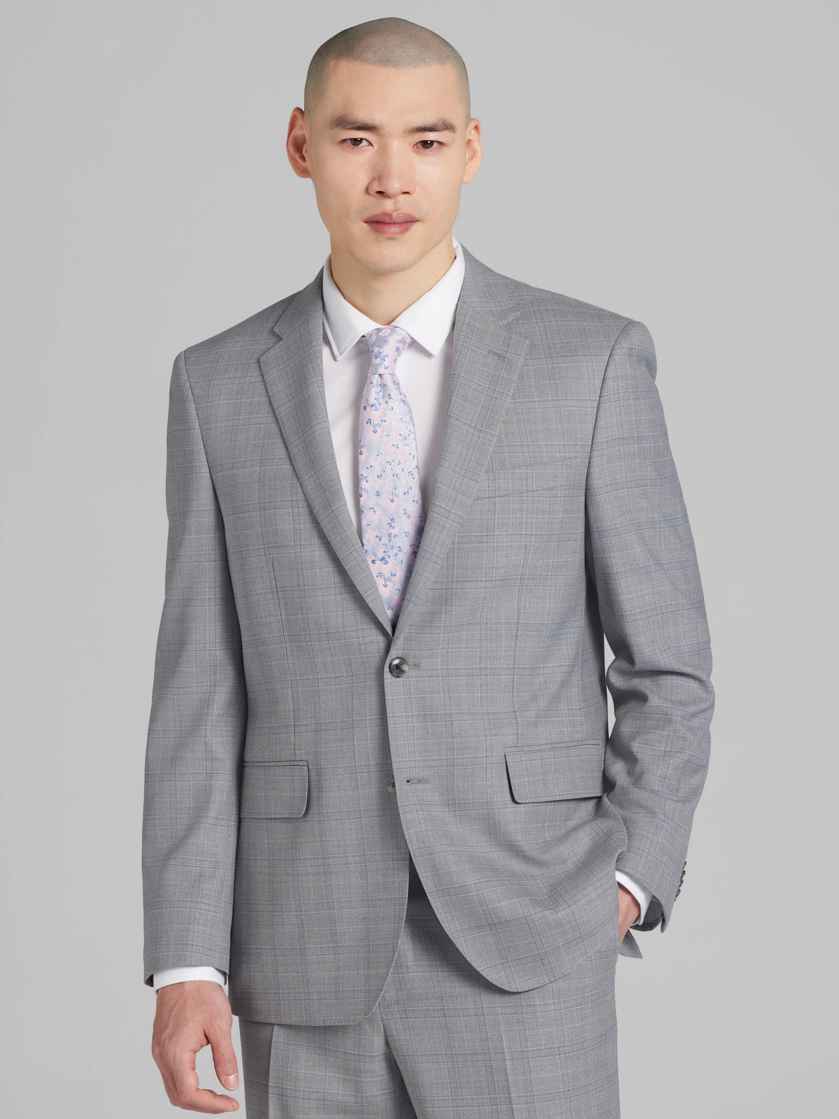Classic Fit Wool Blend Plaid Suit Jacket