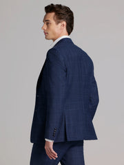 Slim Fit Premium Wool Blend Windowpane Suit Jacket