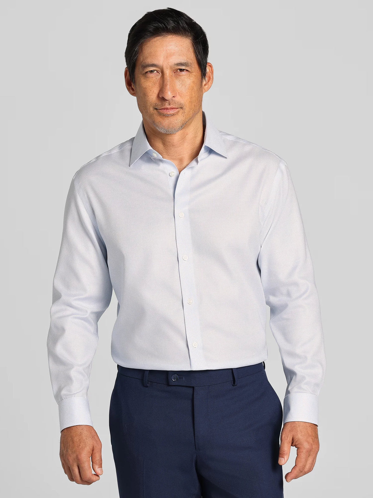 Classic Fit Mini Check Spread Collar Dress Shirt