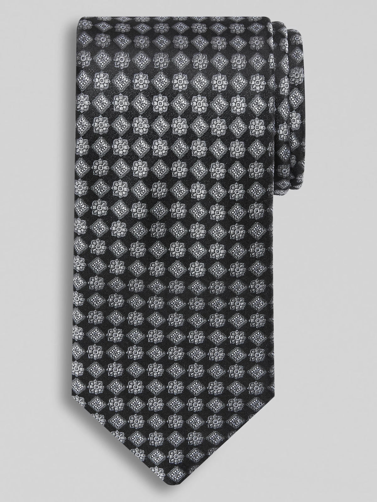Narrow Geomtric Floral Medalion Tie