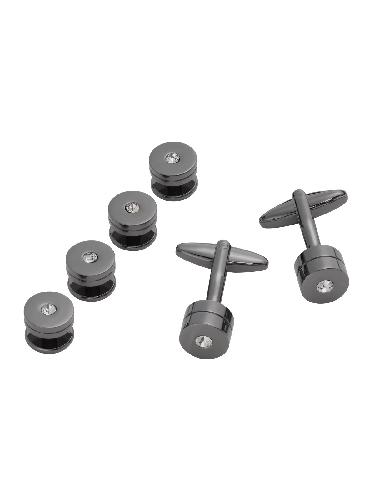 Crystal Cylinder Cufflinks & Studs Set