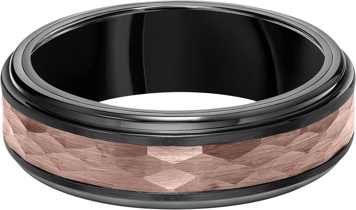 7mm Step Edge Hammered Tungsten Carbide Band