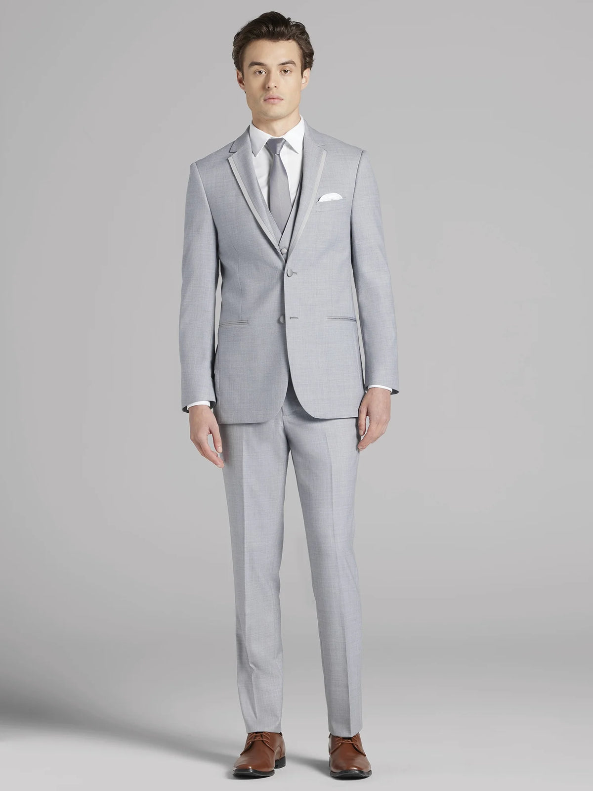 Light Gray Satin Edged Notch Lapel Tux