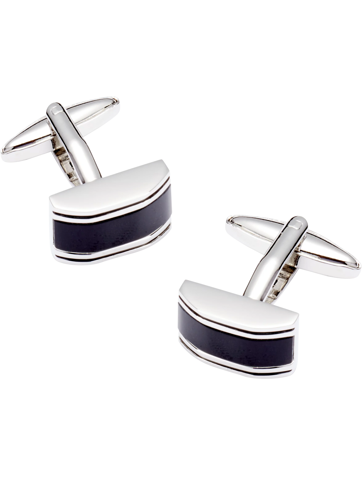 Rectangle Black Enamel Cufflinks