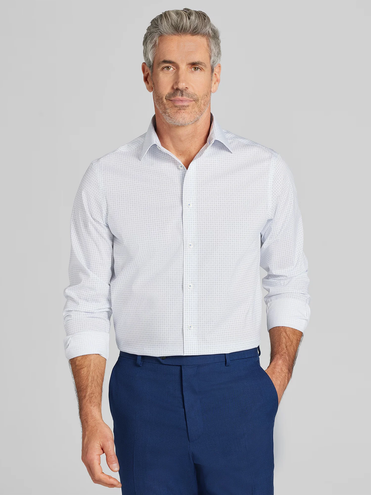 Modern Fit Mini Grid Dot Dress Shirt