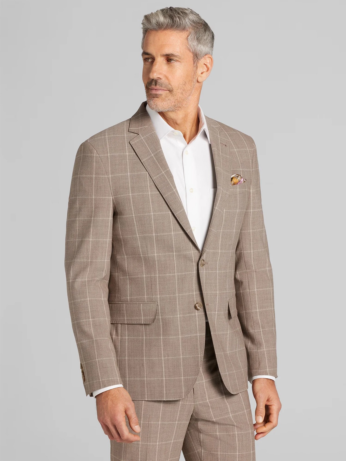 Slim Fit Premium Wool Windowpane Suit Jacket