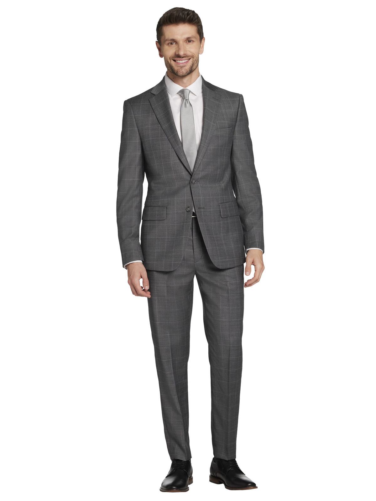 Slim Fit Wool Blend Windowpane Suit Jacket