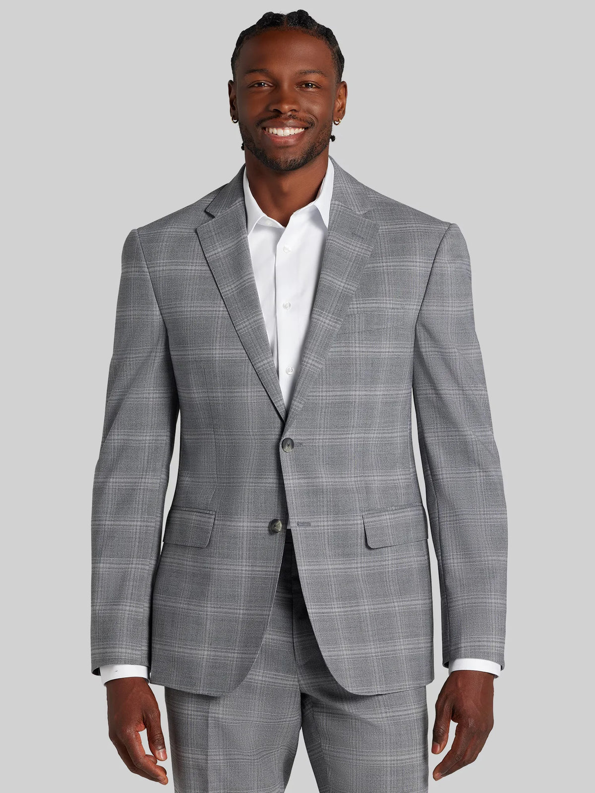 Modern Fit Plaid Suit Jacket