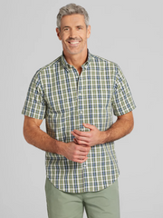 Modern Fit Plaid Short Sleeve Button Down Shirt