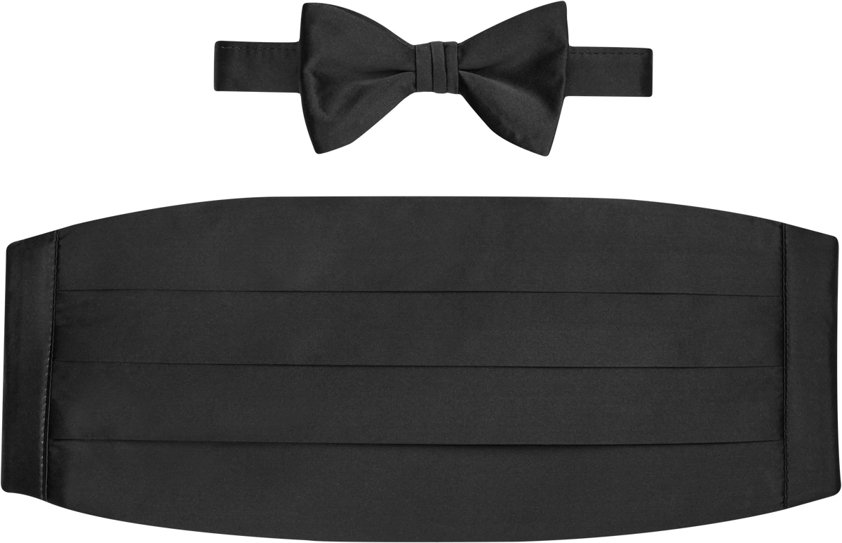 Solid Silk Bow Tie & Cummerbund Set