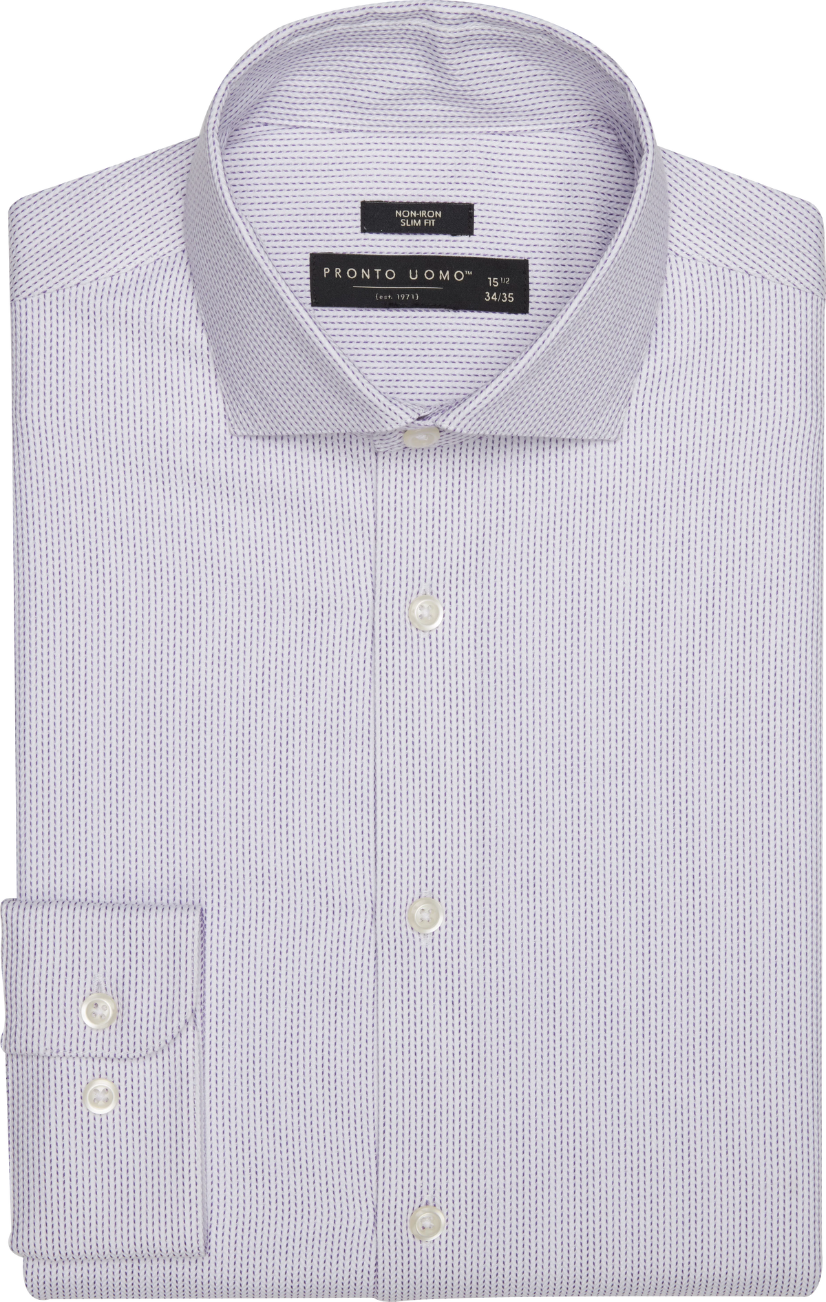Slim Fit Herringbone Spread Collar Dress Shirt
