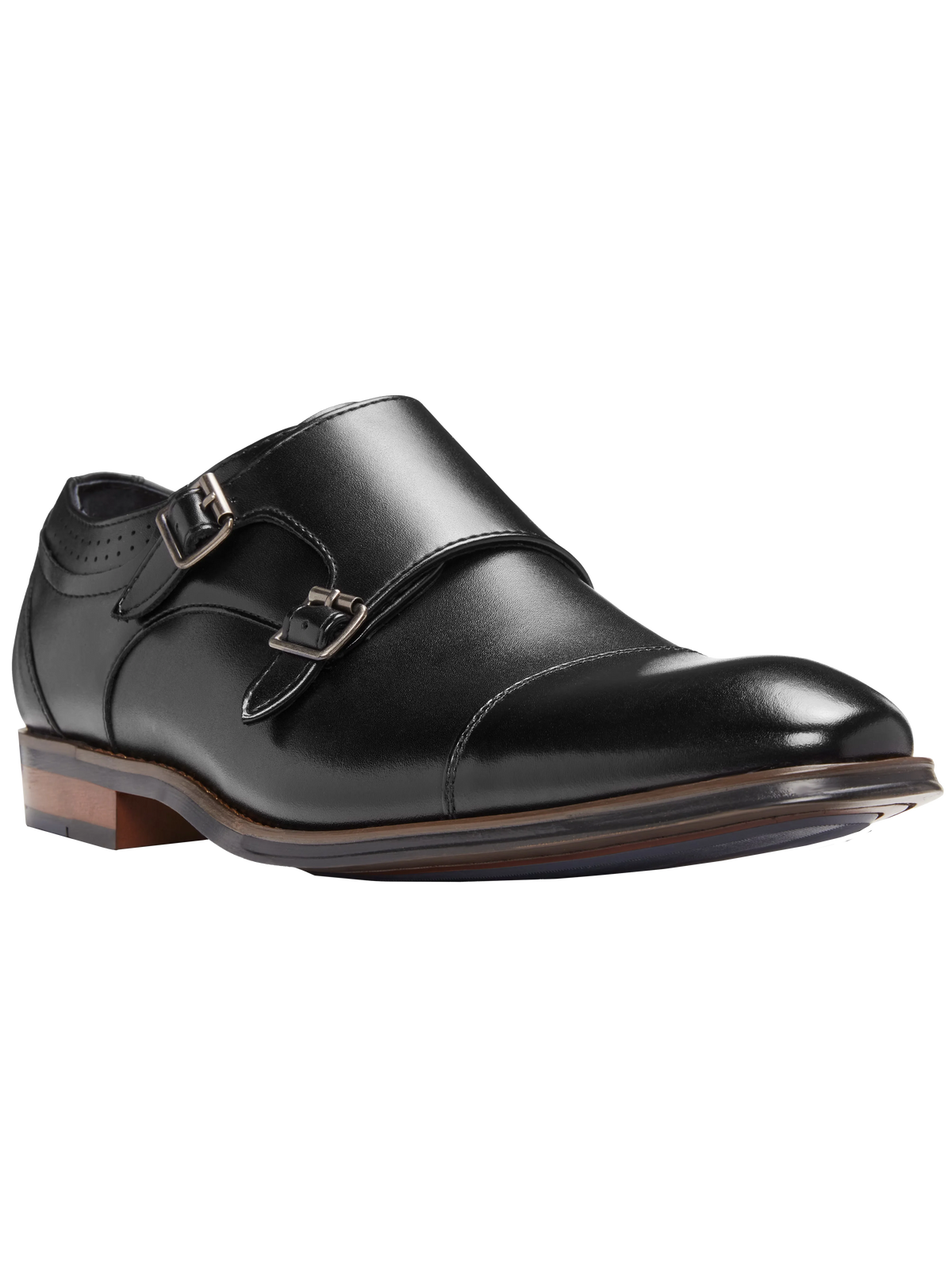 Bayne Leather Cap Toe Double Monk Strap Dress Shoes