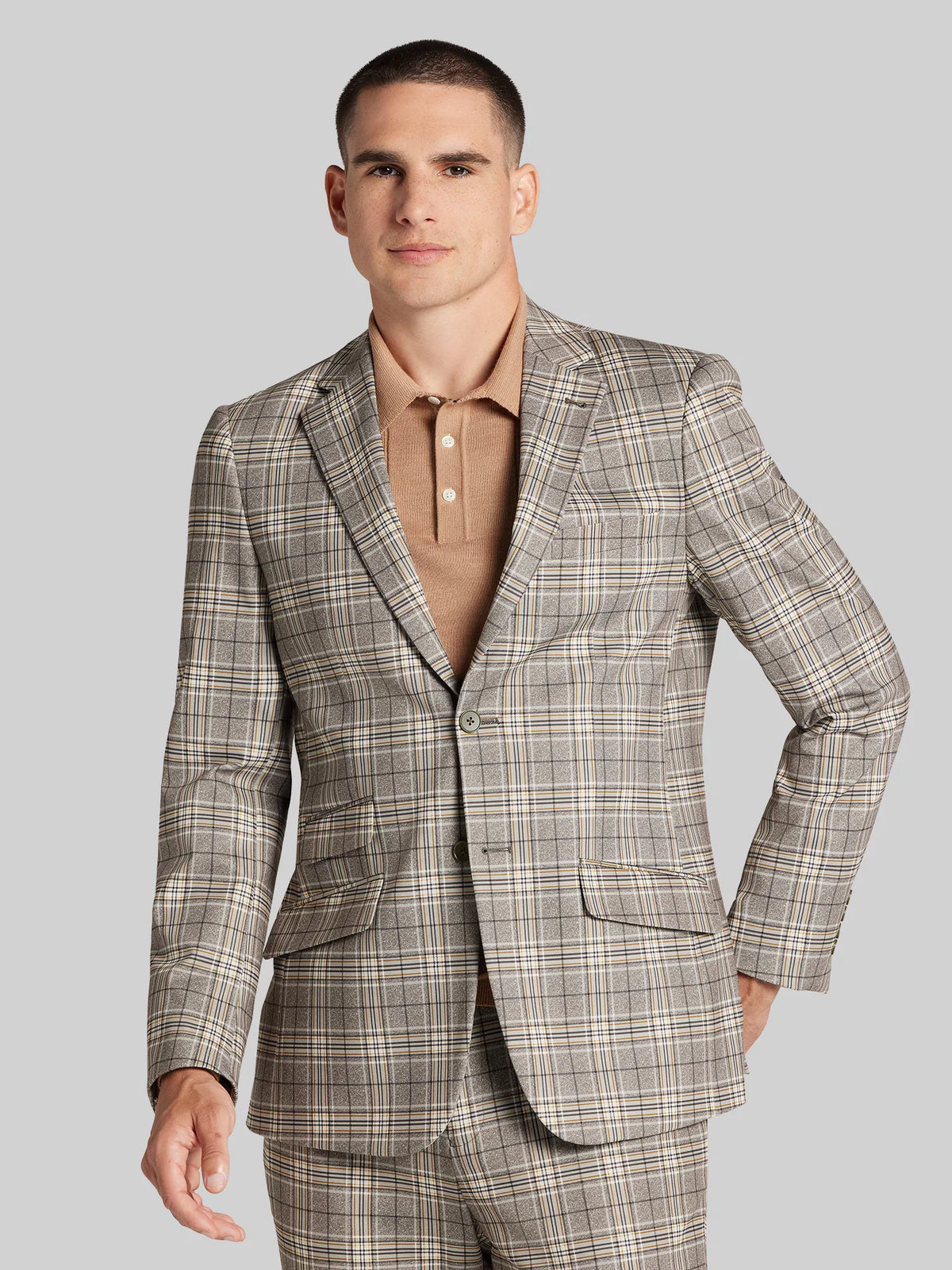 Modern Fit Plaid Suit
