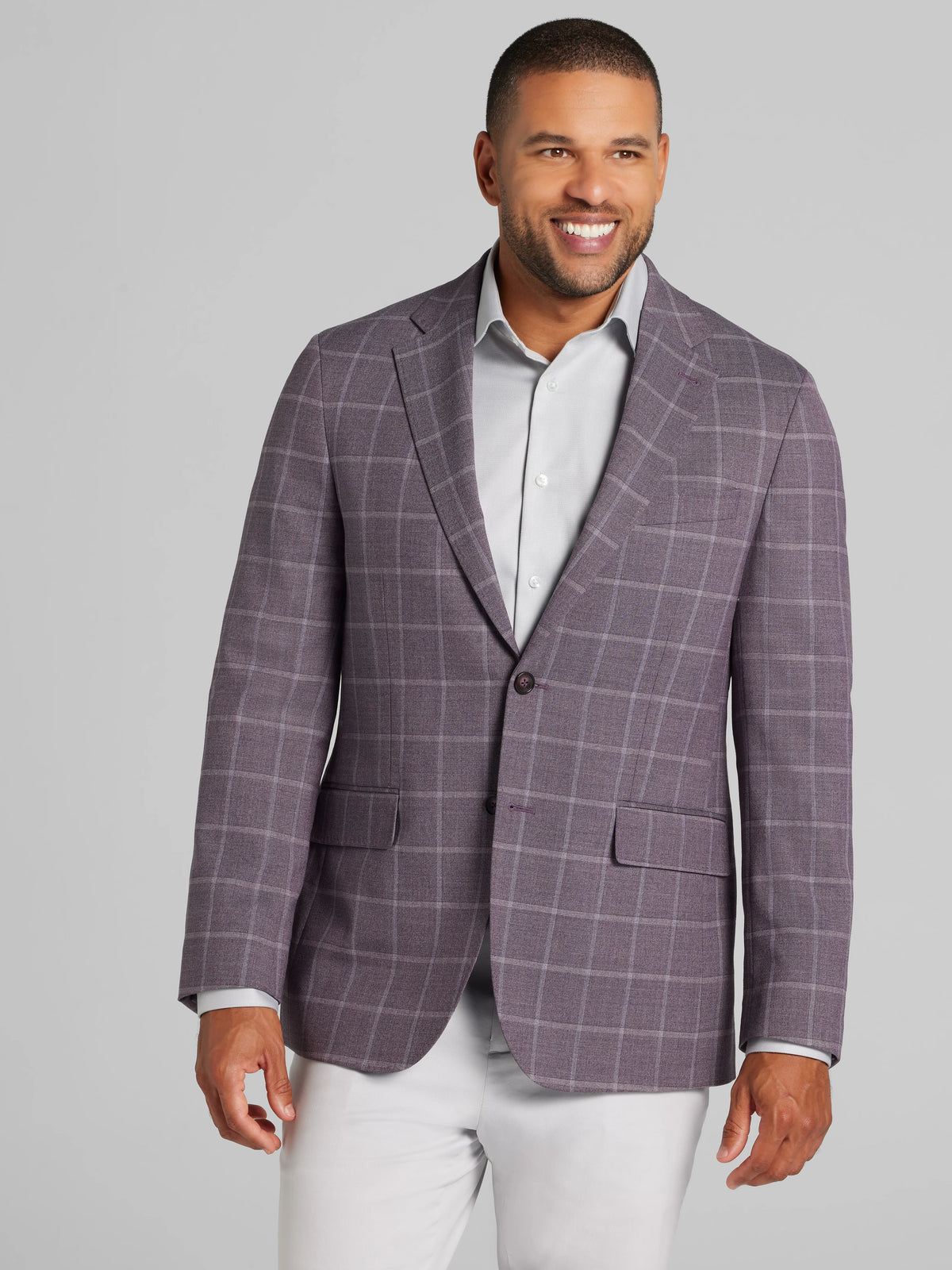 Classic Fit Premium Wool Blend Windowpane Sport Coat