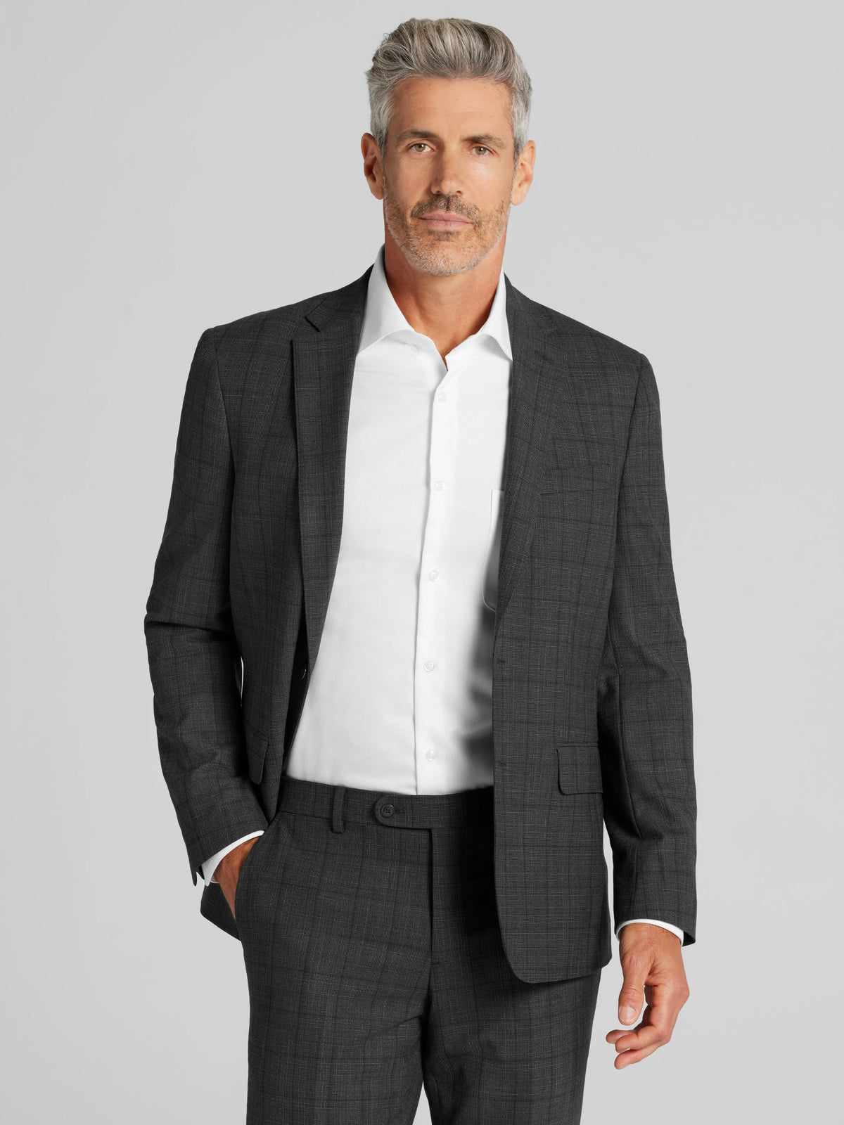 Slim Fit Windowpane Suit Jacket
